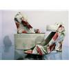 KAREN MILLEN sandal wedges multicoloured floral print fabric rose band lacing 40