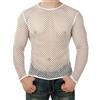 Uomo Pesce Rete Trasparente T-Shirt Top Camicia Manica Lunga Stretch Tee Maglia
