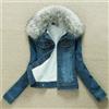 Donna Fodera Pile Sherpa Jeans Giacca Pelliccia Finta Colletto Slim Cappotto