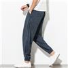 Uomo Elastico Vita a Righe Pantaloni da Jogging Gamba Bottoni Casual