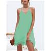 Vestito Mini Copricostume Orlo Pizzo Donna Tinta Unita Woman Lace Dress 110372 P