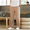 Uomo Misto Lino Larga Kung Fu Pantaloni Elastico Vita Pantaloni Gamba Dritta