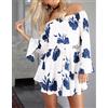 Vestito Mini Donna Blusa Spalle Scoperte Woman Long Sleeve Dress 110344 P