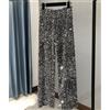 Donna Paillettes Velluto Pantaloni Largo Gamba Elastico Vita Palco