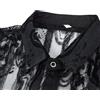 Uomo a Righe Rete Trasparente Camicia Manica Corta Camicetta Top Slim Fit