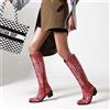 SCARPA Scarpe da donna scarpa stivali alti RICAMO COWGIRL tacco basso STIVALE GINOCCHIO
