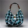 MADE IN ITALY Borsa a Spalla Stile Bohoo Tela di Cotone Stampa Madras sz Media