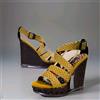 NEXT woman shoes mustard yellow/brown weave wedge platform NEW with tag sz UK 6
