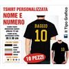 T Shirt NOME E NUMERO STOCK 10 PEZZI maglia sport calcio squadra divisa team