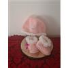 handmade Scarpine neonata e berretto rosa, uncinetto, regalo corredino, benvenuta