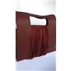 Vera Pelle Borsa donna vera pelle frange a mano tracolla nera bordeaux leggera made italy
