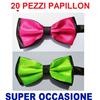 20 PEZZI PAPILLON/CRAVATTINO UNISEX: 10 NERO/FUCSIA E 10 NERO/VERDE PISELLO