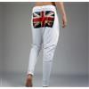 UNION JACK Print woman Trousers White Cotton Ribster Sweater Unbranded Pocket TU