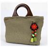 Borsa Beige Fatta a Mano all'Uncinetto Foderata Cerniera Tasca Interna