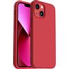 ORNARTO Cover in Silicone Liquido Compatibile con iPhone 13 mini Custodia 5,4", Protezione in Gomma Gel per Tutto il Corpo Protettiva Antiurto Rinforzato con Fodera in Microfibra, 5,4-rosso