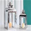 JHY Design - Set di 2 lanterne decorative in acciaio INOX, 52,1 cm e 38,1 cm, in metallo, per interni ed esterni, parità, matrimoni, stile vintage