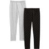 Simple Joys by Carter's 2-Pack Lightweight Fleece-Lined Leggings, Grigio/Nero Pois, 7 Anni (Pacco da 2) Bambina