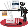 ATHELON® Pistola in schiuma PU - Pistola ergonomica in schiuma con rivestimento in teflon, valvola di dosaggio fine e inserti per un'applicazione precisa e semplice di schiuma di costruzione e schiuma
