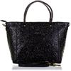 Firenze Artegiani Bolso Tote De Mujer Piel Auténtica, Grabado Arabesco Borsa Messenger, 28 cm, Nero (Negro)