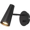 DAWALIGHT Dimmer Faretto da Parete Regolabile con Interruttore LED 5W 3000K Bianco caldo Applique GU10 Luce a Muro per Interno Cameretta Soggiorno Corridoio Hotel, Alluminio, Nero
