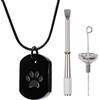BELLE VOUS Collana con Urna per Ceneri Cane Gatto - Ciondolo Commemorativo con Zampa Animale - Porta Ceneri Funerarie Animali Domestici - in Acciaio Inox Nero - Pensiero Uomo Donna
