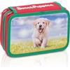 Favorit, Astuccio 3 scomparti per la scuola, 20 x 13 x 7.5cm, Sweet Puppies Verde e Rosso