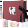Splend Album Fotografico Personalizzabile 30 x 21 cm, Album Foto 80 Pagine, Rosso | Scrapbooking a Spirale, per 160 Foto, 2 Angolari, 6 Adesivi, 5 Stencil, 12 Pennarelli Colorati, per Anniversario Matrimonio