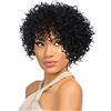 Corlidea Parrucca Afro riccia nera corta pizzo anteriore parrucca corta capelli umani capelli umani parrucca donna naturale brasiliana ricci capelli umani densità neri