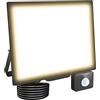 Willpower Faro LED Esterno con Sensore di Movimento 100W 10000LM Faretto LED Bianca Caldo 3500K Proiettore LED IP66 85V-265V Luce di Sicurezza per Giardino Cortile Garage Patio Corridoio