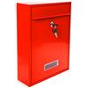Relaxdays Cassetta Postale, Laccata, Targhetta per Nome, Accessorio Esterno Moderno Monocolore 26,5 x 35 x 8,5 cm, Rosso