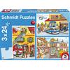 Schmidt Spiele- Puzzle Pompieri e Polizia 3 x 24 Pezzi, 56215