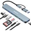 DEMKICO 8 in 1 Hub USB C con 4 Porte USB, Lettore Schede SD/TF, Jack Cuffie 3,5 mm, Porta Dati USB C, Compatibile con MacBook Pro/Air/XPS/Tablet/Smartphone e altro ancora (Grigio)