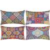 DakTou Copricuscini Divano Boemia Mandala Fodere per Cuscini in Cotone e Lino Fodera cuscino Decorativi Rettangolari per Divano Letto Seduta Casa Ufficio Giardino Esterno Copri Cuscini 30X50cm 4 Pezzi