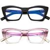 MMOWW Confezione da 3 Occhiali da Lettura Rettangolari - Oversized Square  Frame Anti Luce Blu Occhiali donna uomo (Nero+Blu+Tartaruga, +2.5).