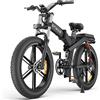 ENGWE X24/X26 Bici Elettrica Pieghevole con 24''/26 x4.0 Fat Tire Dual/Singola Batteria 48V 19.2AH/+10AH Lange 100/150km,3 Tripla Sospensione 8 Velocita (Grigio, X26 Dual Batteria 19.2Ah+10Ah)