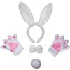 Petitebelle Fascia con papillon e coda di guanti, 4 pezzi, costume per bambini da 1 a 5 anni (coniglio bianco, taglia unica)