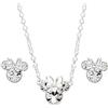 Disney Minnie Mouse Crystal Necklace and Stud Earrings and Set, Mickey's 90th Birthday Anniversary; Silver Plated Jewelry for Women