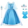 Vicloon Elsa Costume, Set da Principessa Elsa Corona Bacchetta Guanti Treccia, Ragazze Elsas Principessa delle Neve Abiti Partito Vestito Costume