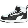 PUMA Sneaker Rebound V6 Mid per Bimbi ai Primi Passi 21, White Black Shadow Gray