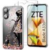 HuiYouMY Cover per ZTE Blade A33s (6.30) con 2 Pezzi Pellicola Protettiva in Vetro Temperato, Trasparente Custodia Silicone Morbida TPU Ultra-Sottile AntiGraffio Antiurto Case - WM49