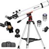 MEEZAA Telescopio, Telescopio Astronomico Professionale Adulti, 70/700mm AZ Telescopi Rifrattori per Bambini e Principianti, Telescopi portatile e potente 28x-210x con Treppiede, Adattatore Telefono