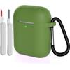 KOKOKA Custodia in Silicone Compatibile per AirPods 2 con Kit di Pulizia, Case Cover Protettiva in Premium Silicone per Airpods Seconda Generazione 2019 con Moschettone, Grass Green