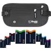 Boxiki Travel Marsupio Portasoldi Nero con Blocco RFID Triplo Strato a 360 Gradi e 8 Buste RFID Blu Navy per Carte di Credito e Passaporto, Cintura Antifurto Viaggio Nascosta Sotto i Vestiti