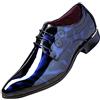 Gaorui Scarpe Derby da uomo alla moda con motivo floreale, stringate, formali, a punta, lucide, piatte in finta pelle, Blu, 43.5 EU