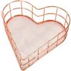 Newellsail Cestini Portaoggetti in Metallo Cestello Portaoggetti a Forma di Cuore Organizer Decorativo in Rete Metallica per Ufficio, Camera da Letto, Bagno, Cucina (Oro Rosa)