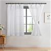 DWCN - Tende in voile con nastro arricciato, effetto lino, 2 pezzi, tende semitrasparenti per soggiorno, tende trasparenti, corte, bianche, 145 x 140 cm (altezza x larghezza)