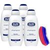 FEI FAN Roberts Shampoo Neutro, Per Tutta La Famiglia, Uso Frequente, Per Tutti i Tipi Di Capelli, Con Ingredienti Di Origine Naturale e Vitamina B3 450ml (4 Unità) + Spazzola Scioglinodi
