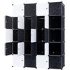 UISEBRT Sistema di scaffalatura fai da te, in plastica, 20 scatole con porta, colore nero con motivo
