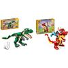 LEGO Pacchetto Creator 3 in 1 Mighty Dinosaurs e Drago Rosso, Regali per ragazzi, ragazze e bambini dai 6 anni in su, 31145 +31058