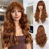 HAIRCUBE Parrucca Onda Lunga con Pony per le Donne Natura Resistente al Calore Parrucche Sintetiche con Pony Cosplay quotidiano (Auburn)